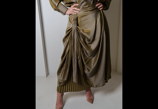 Two Piece Blouse & Pleated Skirt