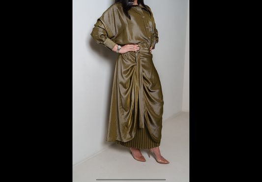 Two Piece Blouse & Pleated Skirt