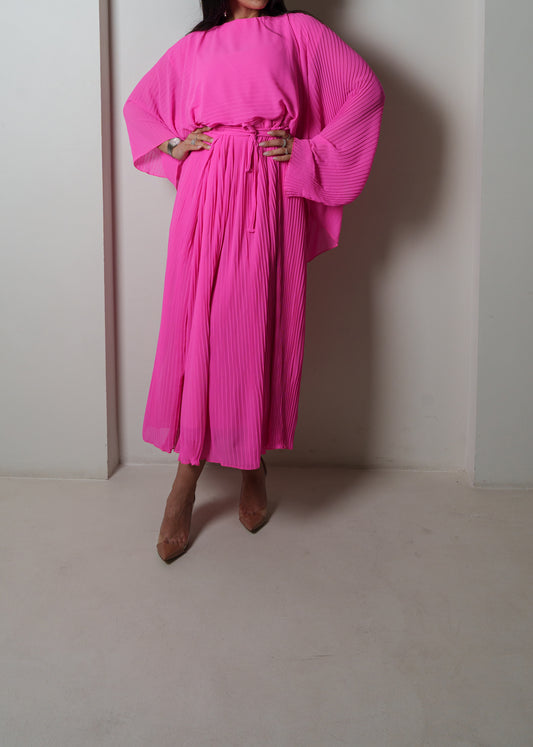 Fuschia Pleated Dress